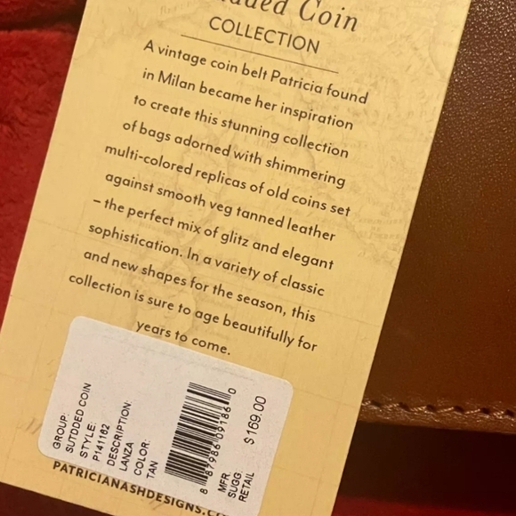 Patricia Nash Lanza Smooth Veg Tan Leather Studded Coin Crossbody Wristlet NWT - Picture 4 of 11